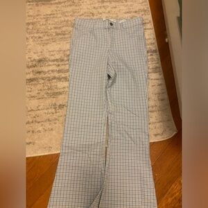 Hollister blue and white checked  High Waisted flare pants